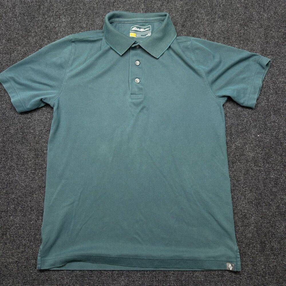 Eddie Bauer Travex Shirt Mens Small S Polo Short Sleeve Green Hiking Travel